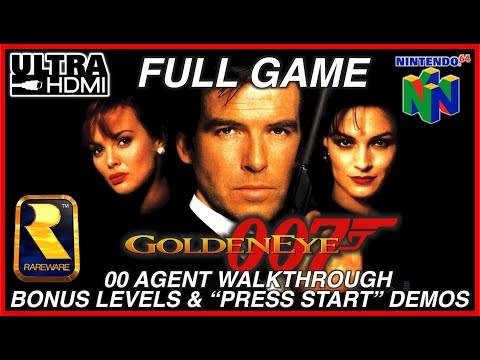 Goldeneye 007 (N64 UltraHDMI) FULL GAME – 00 Agent Walkthrough – All Cutscenes, Bonus Levels & Demos
