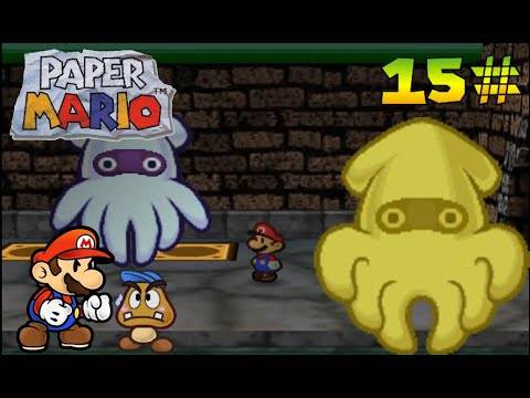 Paper Mario (N64) Walkthrough Part 15: Electro Blooper Battle In The Sewers (1080p)