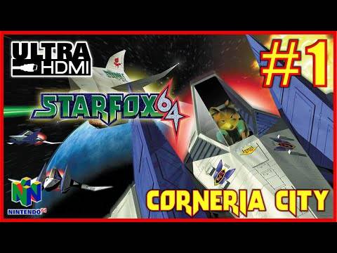 STARFOX 64 [UltraHDMI N64] Walkthrough Part 1 CORNERIA CITY (Double Run) 100% Walkthrough No Comment