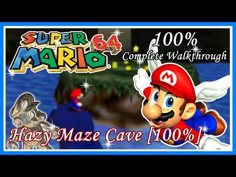 Super Mario 64 (N64) – 100% Complete Walkthrough | Hazy Maze Cave [100%]